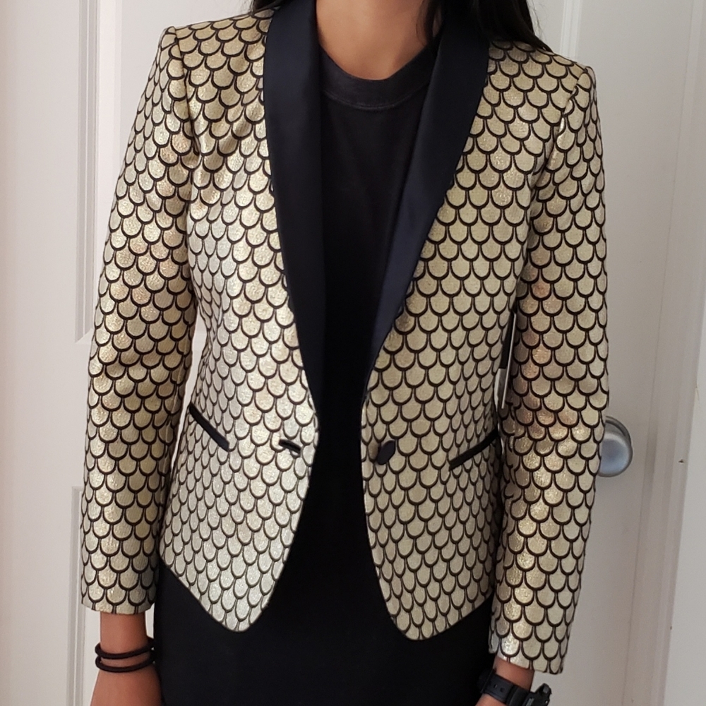 Juicy Couture gold metallic blazer size 2
